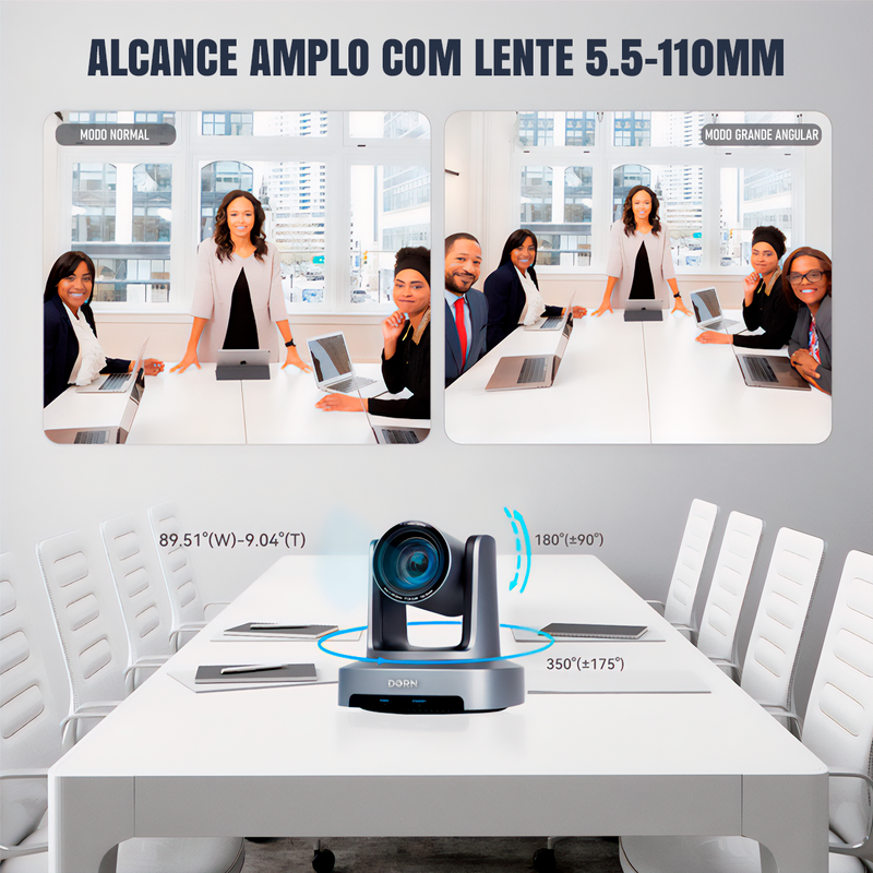 Câmera PTZ Dorn 4K NDI HX2 - Zoom Óptico 20x, HDMI, USB, SDI, PoE e Movimento Silencioso