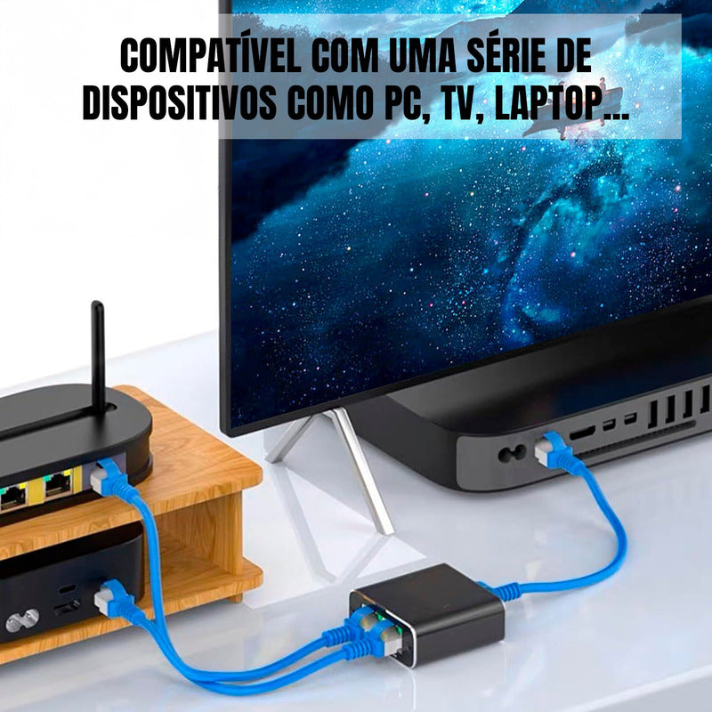 Switch Extensor Internet 1x2 Saídas Para Cabo De Rede Rj45