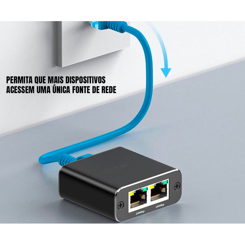Switch Extensor Internet 1x2 Saídas Para Cabo De Rede Rj45