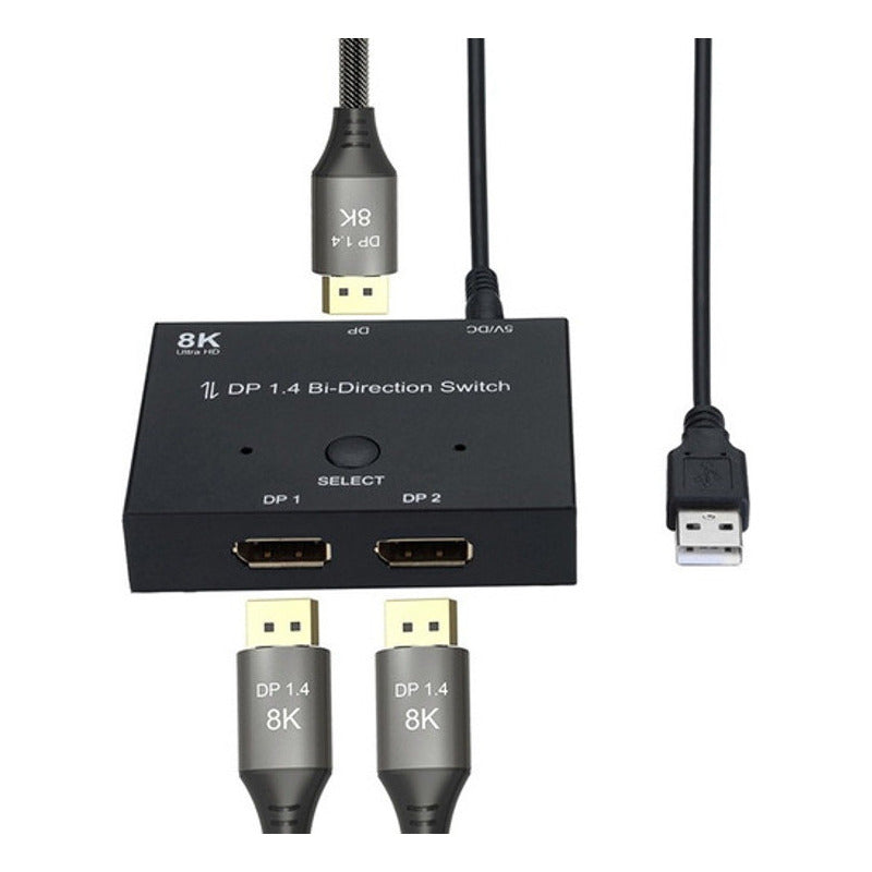 Switch Displayport Bi Direcional 1x2 2x1 8k 30hz 4k 120hz Br