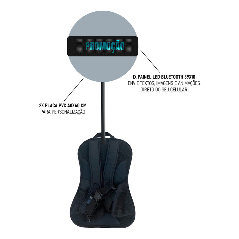 Mochila Pirulito Eventos Ações + Painel Led Personalizável