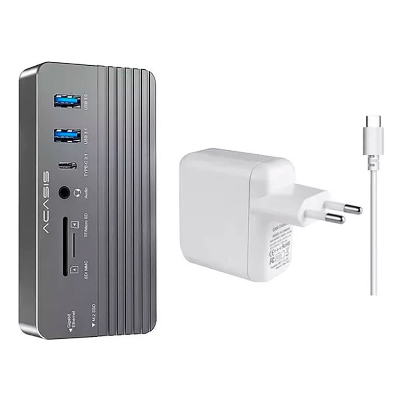 Hub Case Ssd Nvme M.2 Thunderbolt 3/4 Hdmi, Rj45, Usb Cor Prateado