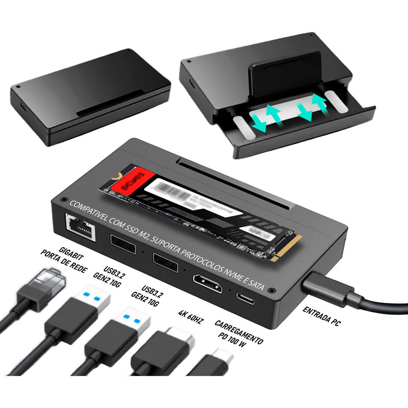 Dock Station Android 7 Em 1 Ssd Nvme M.2 Hdmi 4k