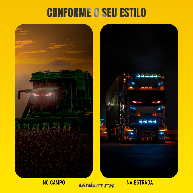 Tela De Led Flexível 64x14cm 2 Peças Para Carros E Caminhões