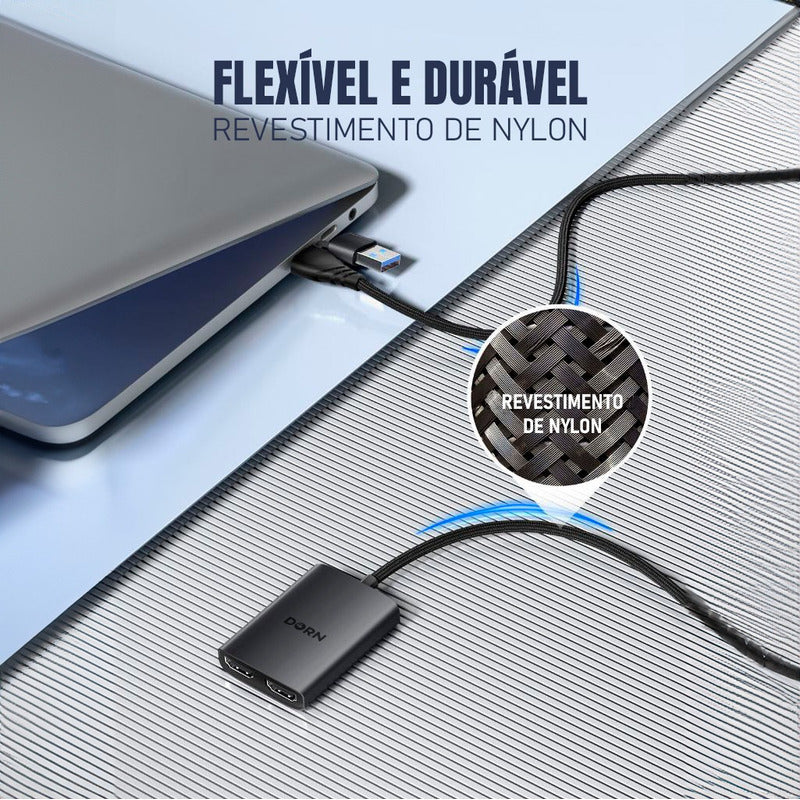 Adaptador Usb 3.0 1x2 Duplo Hdmi P/ Extensor De Tela Windows