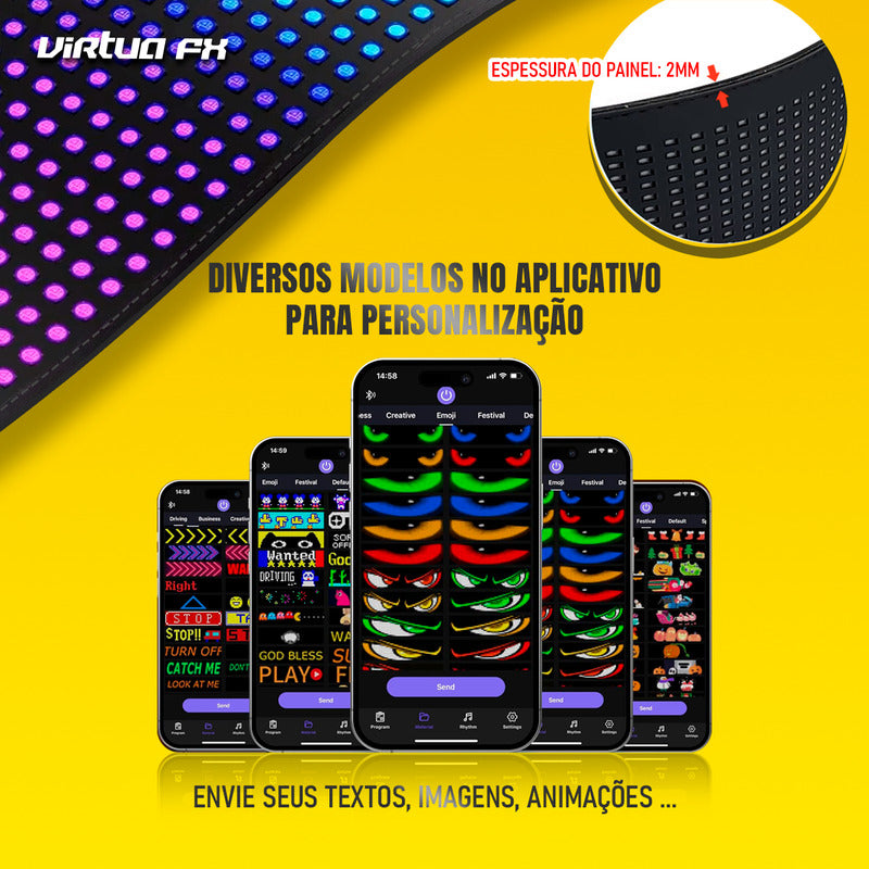 Painel Led Flexível Bluetooth 40w Colorido 39x10cm