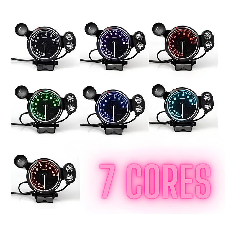 Relógio Instrumento De Corrida Esportivo Rpm Led Shift + Nf