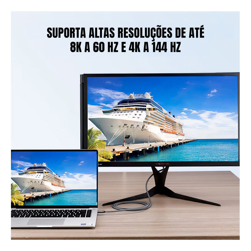 Adaptador Dorn Usb-c Para Displayport 8k Blindado 2m.
