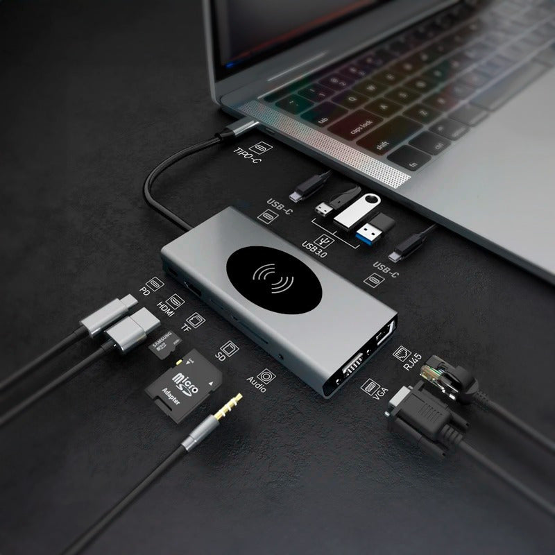 Hub Dockstation Usb C Type C 15 Em 1 Usb 3.0 / Hdmi / Vga