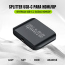 Splitter USB-C para HDMI + DP 4K Dorn - Adaptador Duplo, 4K@60Hz, Modos MST/SST, Plug & Play