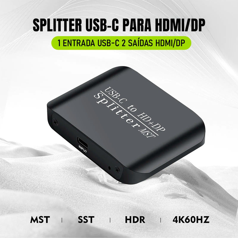 Hub Adaptador Displayport Para Hdmi Displayport Mst 2 Telas