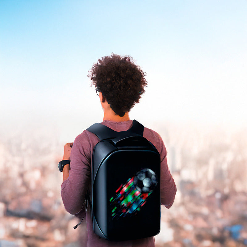 Mochila Led Impermeável 30l Personalizável Com App Rgb Cor Preto