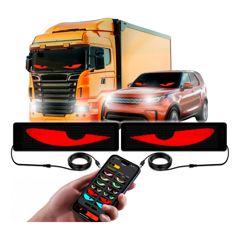 Tela De Led Flexível 39x10cm 2 Peças Para Carros E Caminhões