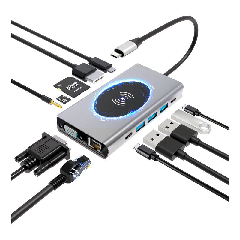 Hub Dockstation Usb C Type C 15 Em 1 Usb 3.0 / Hdmi / Vga