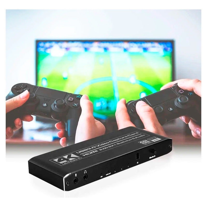Placa De Captura Usb 3 Entradas Hdmi 4k + Microfone E Fone