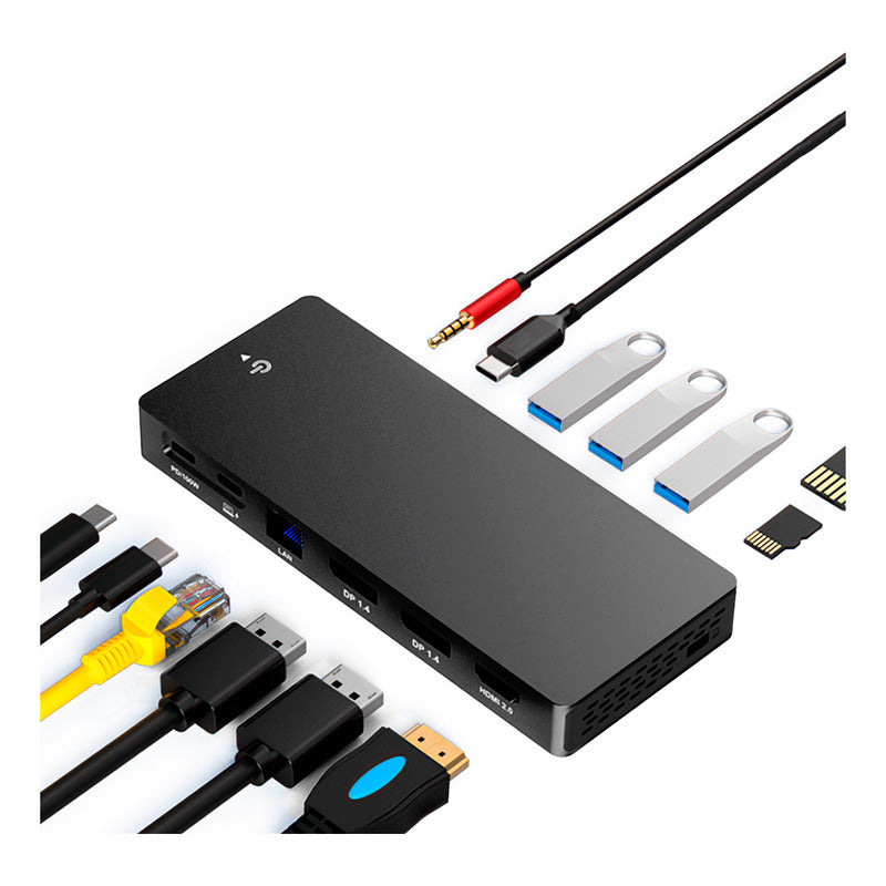 Dock Hub Usb-c Dorn 13 Em 1 P/ 3 Monitores 4k 2x Dp 1x Hdmi
