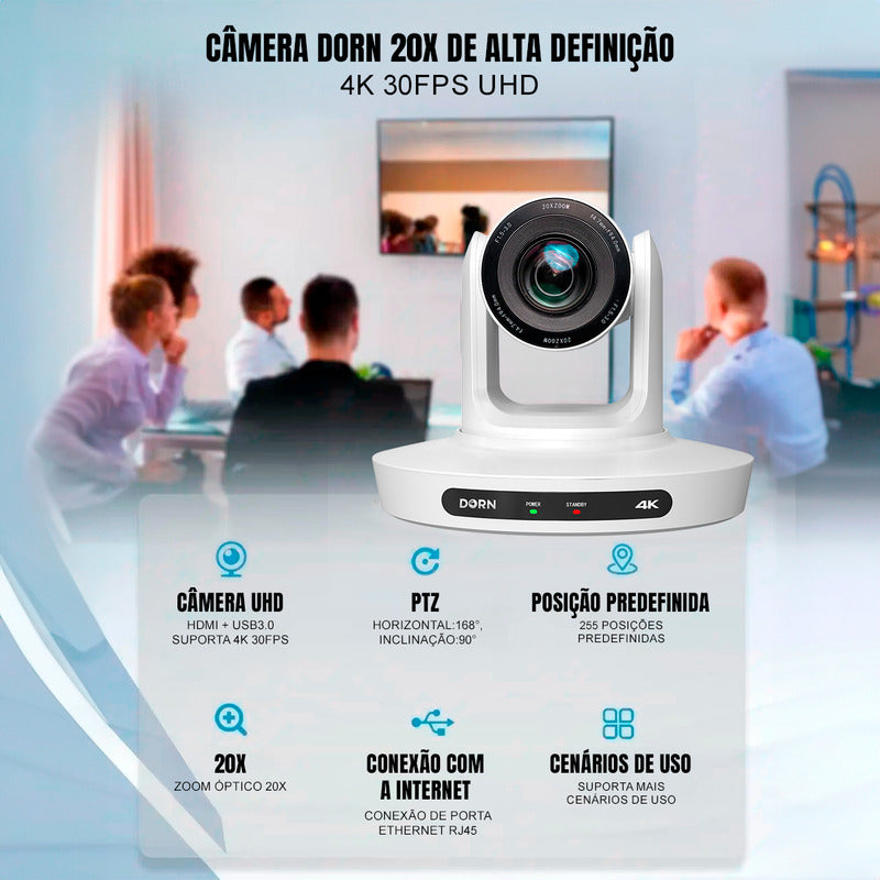 Duas Câmeras Robótica Dorn Ptz 4k 20x + Controladora