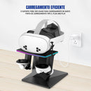 Base Dock Carregamento VR Virtua FX - Suporte Meta Quest 3/2/Pro, USB-C Magnético e Iluminação RGB