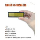 Mini Placa LED Virtua FX USB Personalizável - Crachá Digital, Bateria 25 Horas e Recarga Rápida