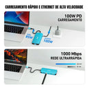 Hub USB-C 11 em 1 Dorn - Dock Station com 4K HDMI, USB 3.0, Gigabit Ethernet e PD 100W
