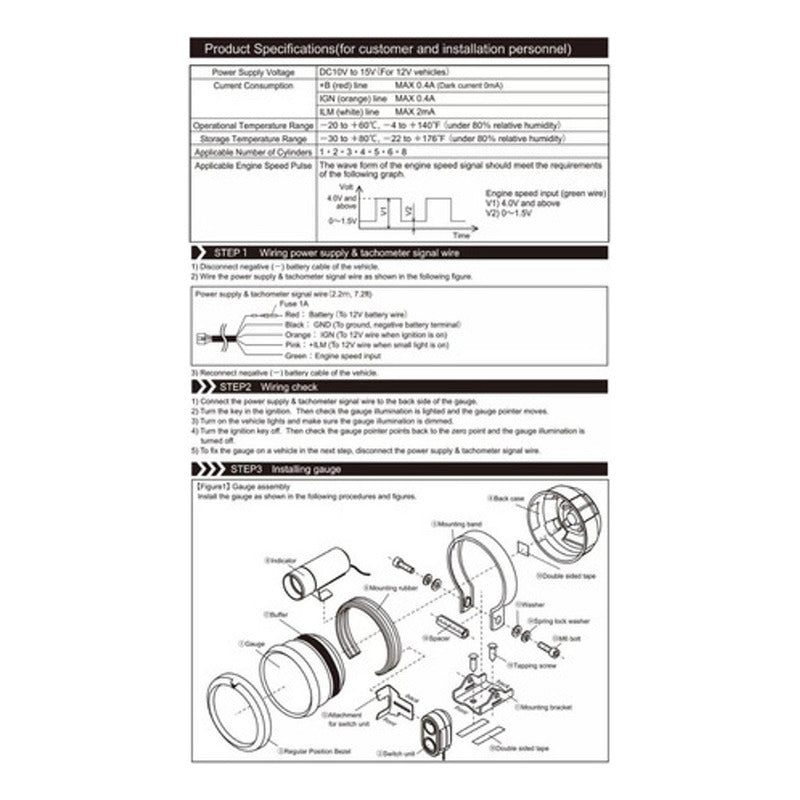 Relógio Instrumento De Corrida Esportivo Rpm Led Shift + Nf