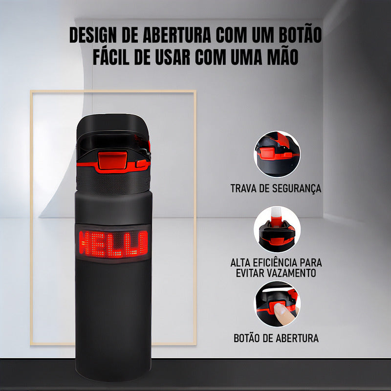 Garrafa Squeeze Agua Esportiva Com Painel Led Personalizavel