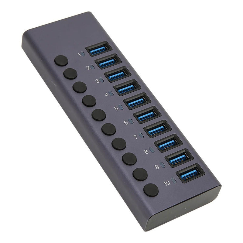 Hub Usb 3.0 10 Portas 5gbps Switch Individual Alumínio + Nf