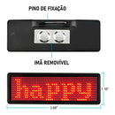 Mini Placa LED Virtua FX USB Personalizável - Crachá Digital, Bateria 25 Horas e Recarga Rápida