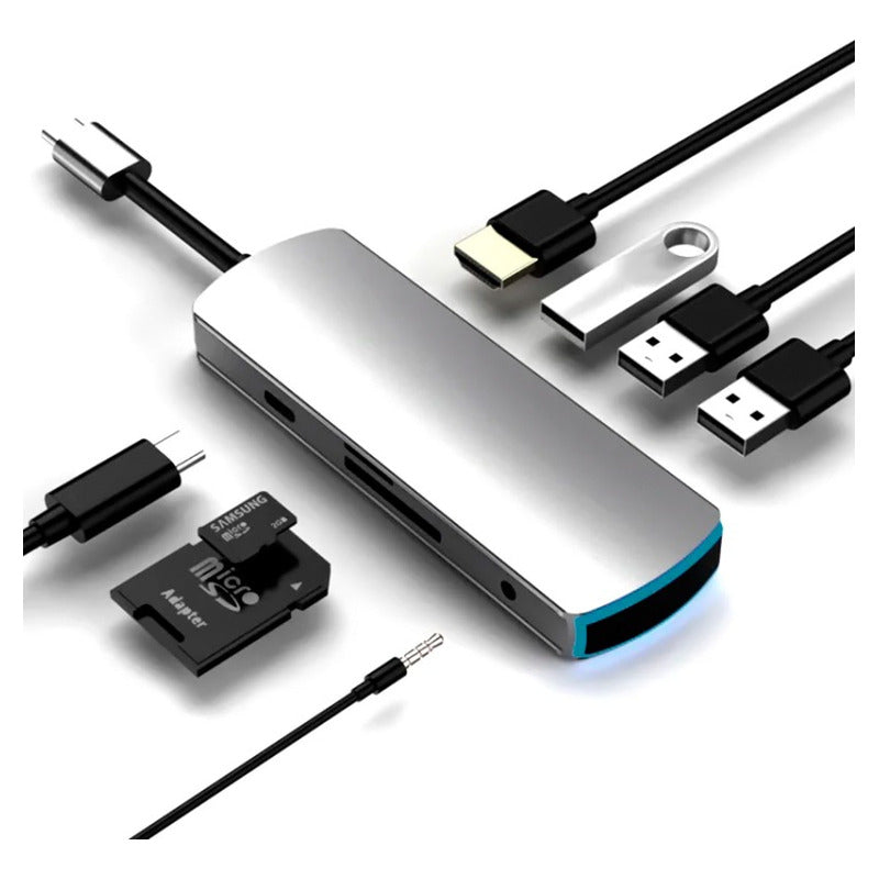Hub Usb Basix Blue Pro 3.0/usb-c/3.1 Hdmi 5gbps. Cor Prateado