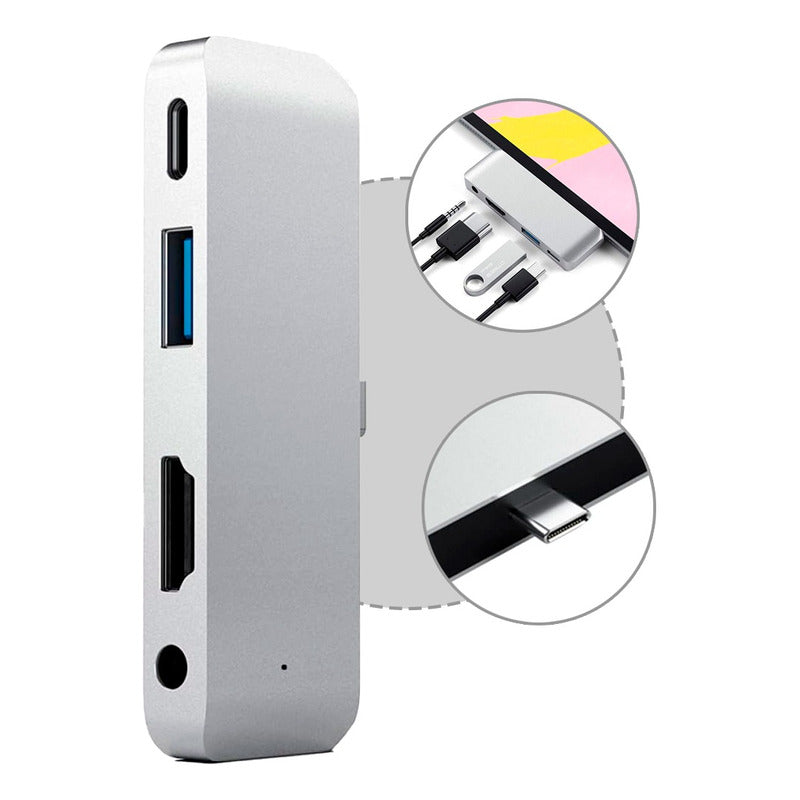 Hub Adaptador Usb-c Para Hdmi / Usb 3.0 / Usb-c / Audio P2