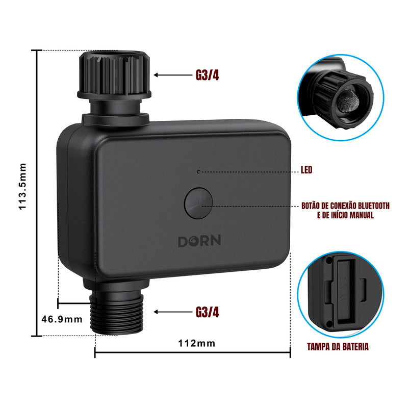 Irrigador Automático Bt Temporizador Hortas Jardins Fujin