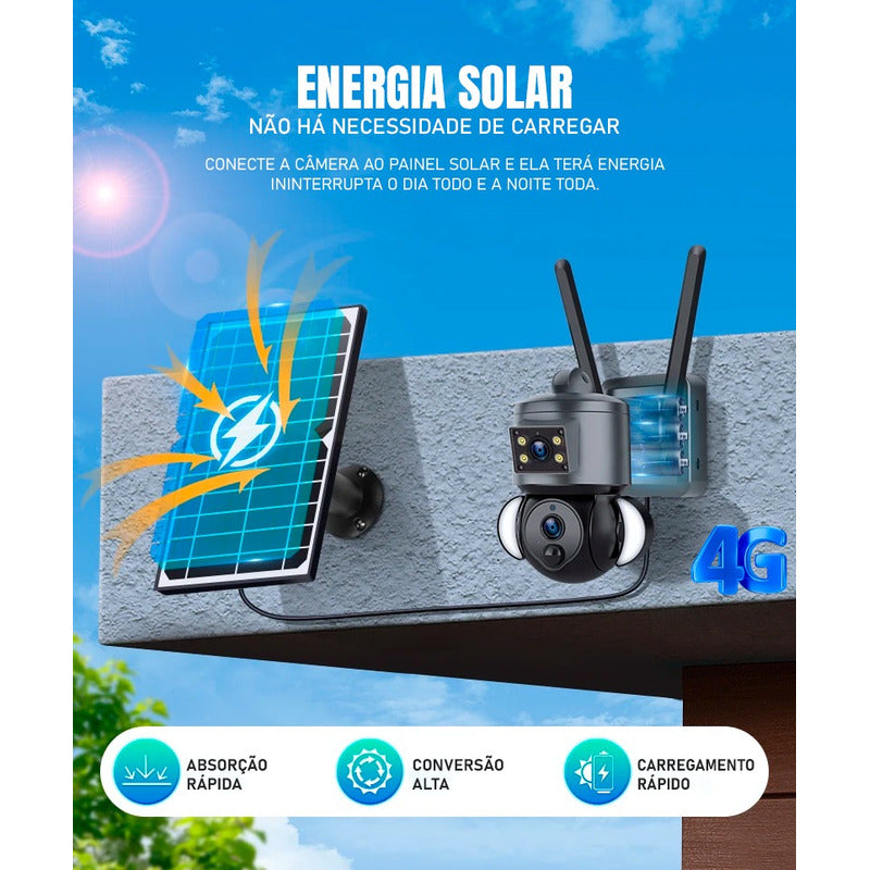 Câmera De Segurança Dorn 4g 4k Ptz Solar Motorizada