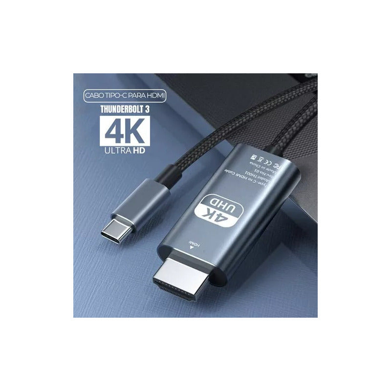 Cabo Usb C Para Hdmi Thunderbolt 3 4k 1080p