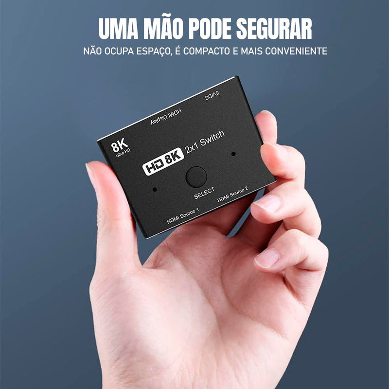 Chaveador Switcher Hdmi 2x1 8k 60hz 4k 120hz 2.1 Com Nf-e