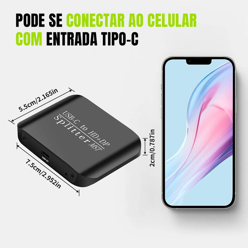 Hub Adaptador Displayport Para Hdmi Displayport Mst 2 Telas