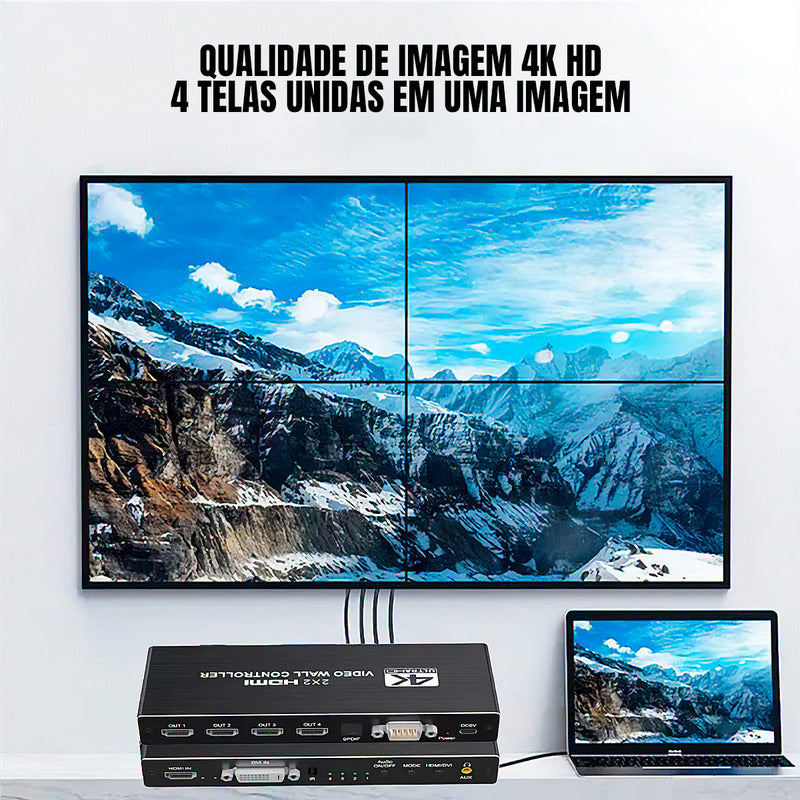 Controlador Vídeo Wall 2x2 Hdmi 4k Full Hd 1 Imagem 4 Telas