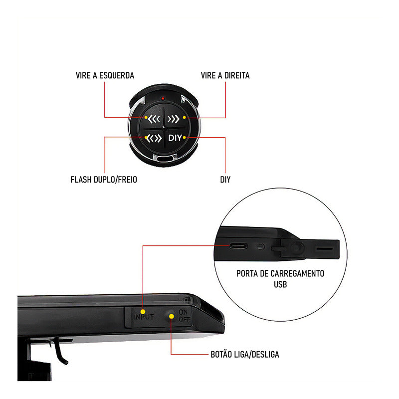 Lanterna Bicicleta Led Sinalizador Bike Iluminação Via App