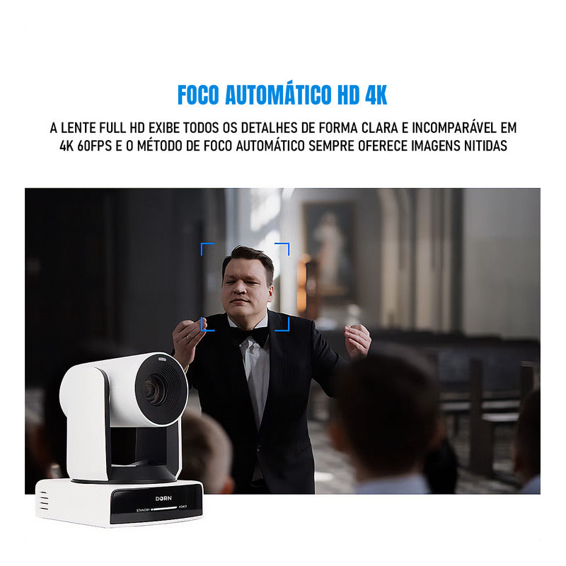 Câmera Dorn 30xz 4k 60fps Ndi Hx Onvif Hdmi Usb Rj45 3d-sdi