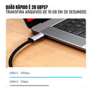 Cabo Dorn Ultra Thunderbolt USB-C 3m - Carregamento 240W, 4K UHD Blindado