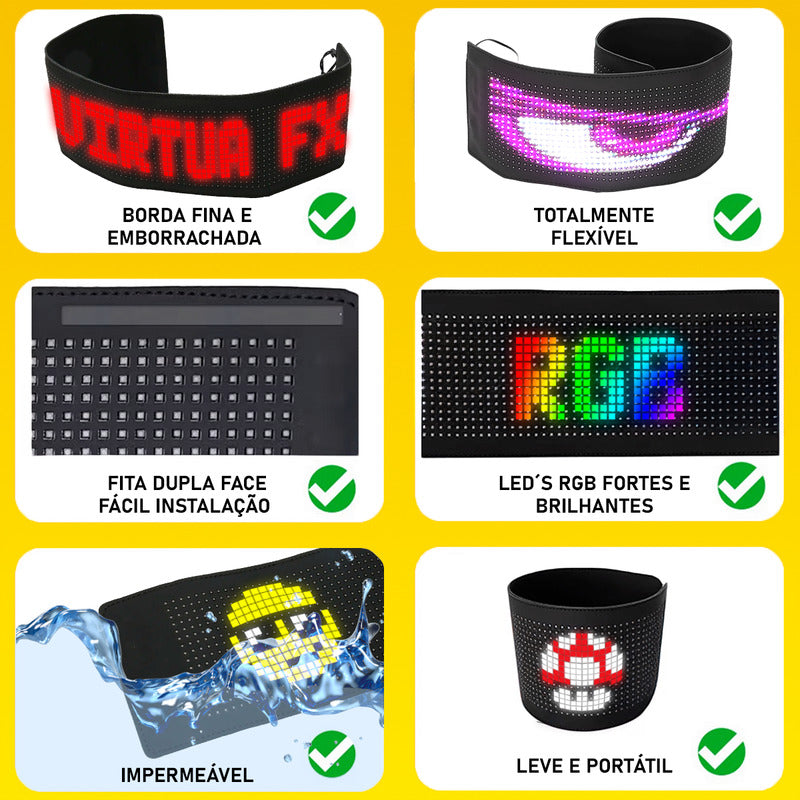 Tela De Led Flexível 64x14cm 2 Peças Para Carros E Caminhões