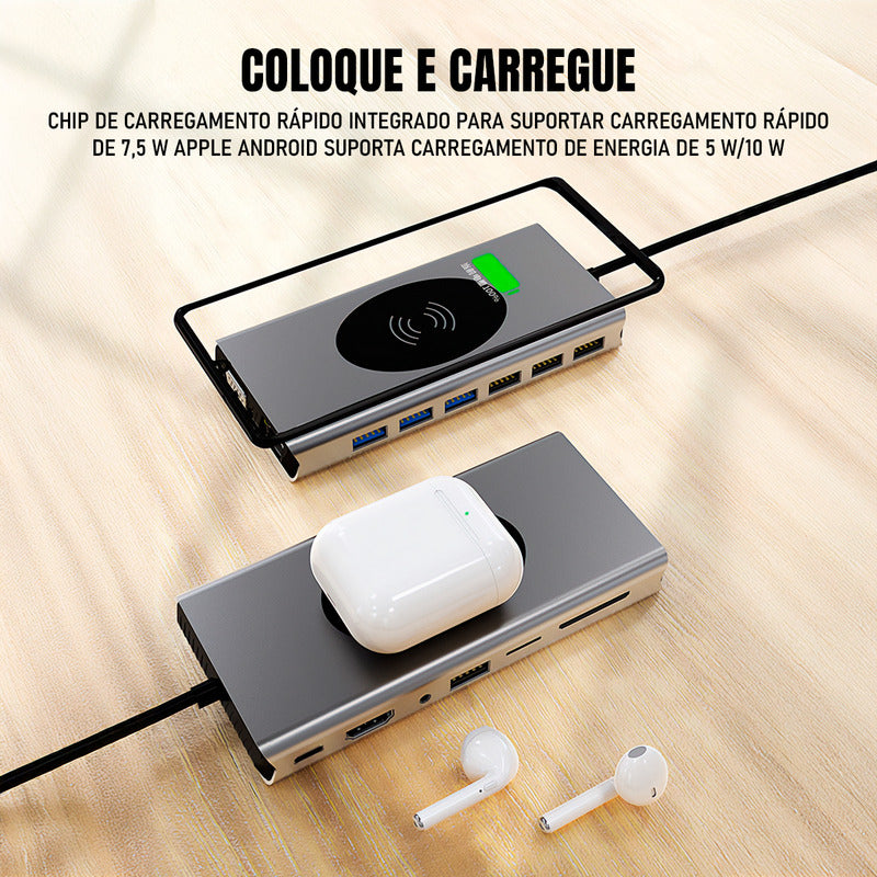 Hub Dockstation Usb C Type C 15 Em 1 Usb 3.0 / Hdmi / Vga