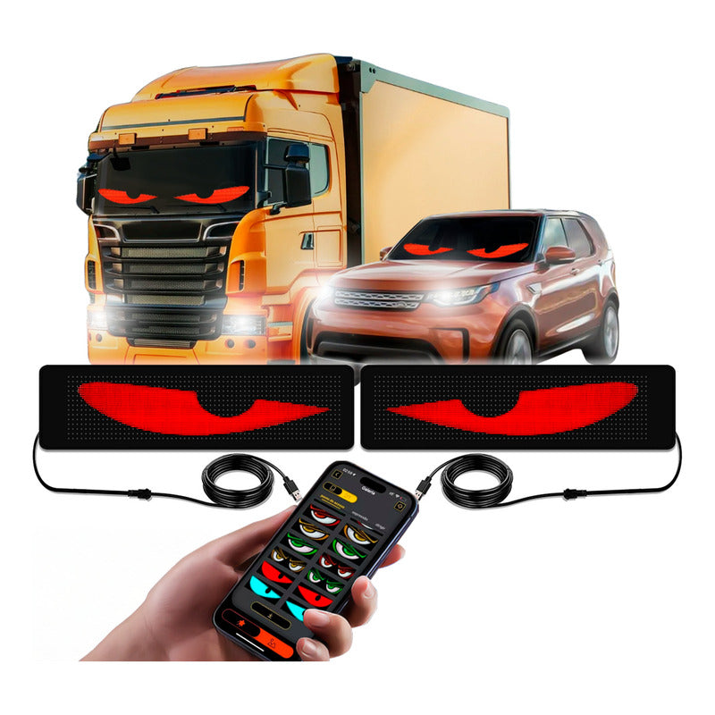 Tela De Led Flexível 64x14cm 2 Peças Para Carros E Caminhões
