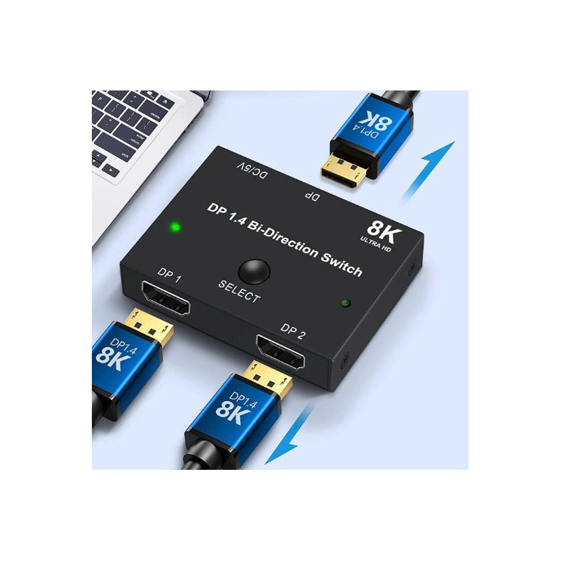 Switch Displayport Bi Direcional 1x2 2x1 8k 30hz 4k 120hz Br