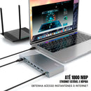 Dockstation Hub Usb-c Dorn Displaylink 2x Displayport e 2x Hdmi para Multitelas+ Fonte 100w