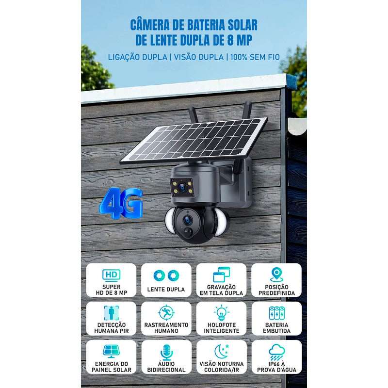 Câmera De Segurança Dorn 4g 4k Ptz Solar Motorizada