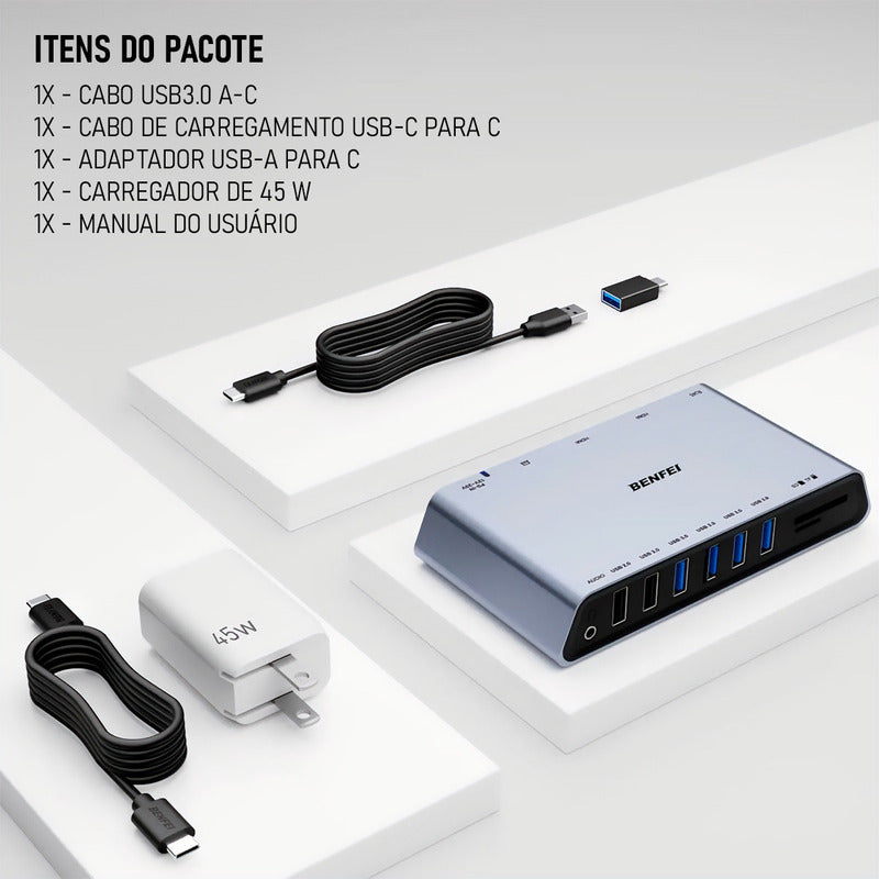Hub Usb Dorn 12 Portas Usb-c Displaylink 2 Monitores