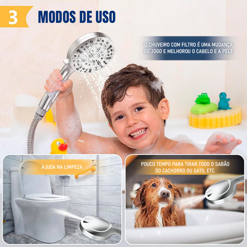Chuveiro De Mão 8+2 Funções Com Filtro
