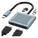 Adaptador Dorn USB-C 4 em 1 - Hub com 2x HDMI 4K, USB 3.0 e PD 60W