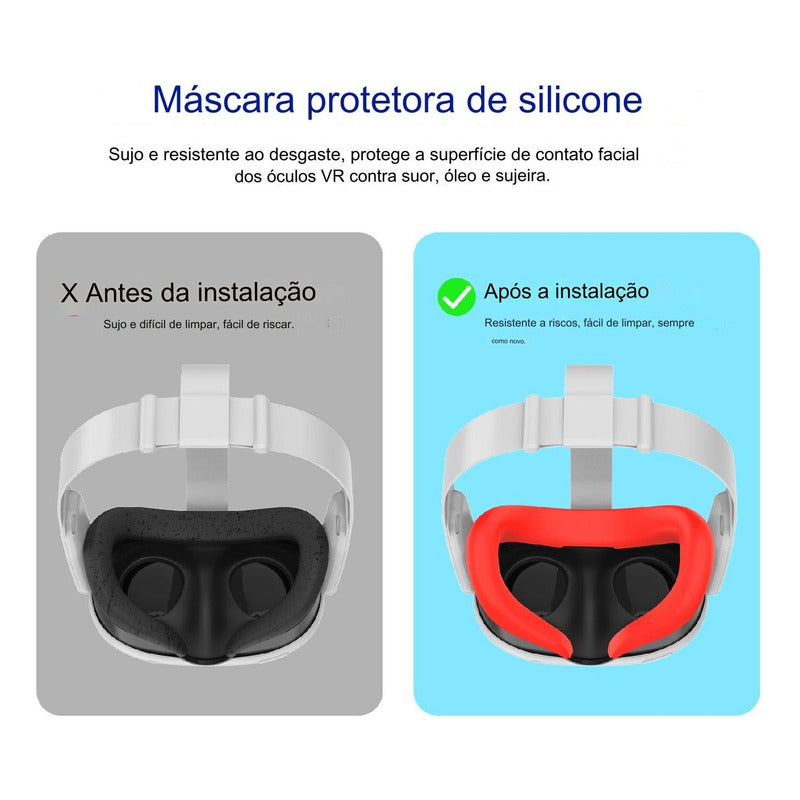 Capa Facial Silicone Á Prova De Suor Lavável Para Quest 3