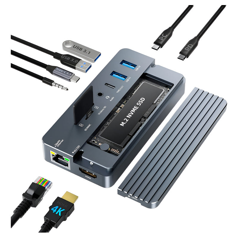 Hub Case Ssd Nvme M.2 Thunderbolt 3/4 Hdmi, Rj45, Usb